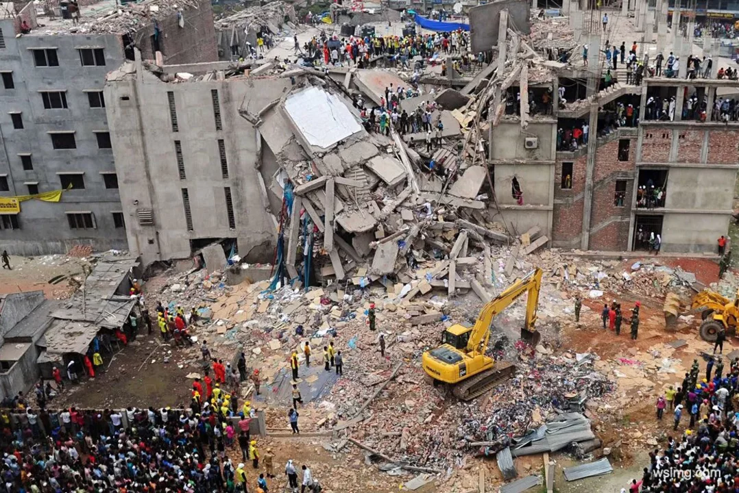 Derrumbe del edificio Rana Plaza en 2013.