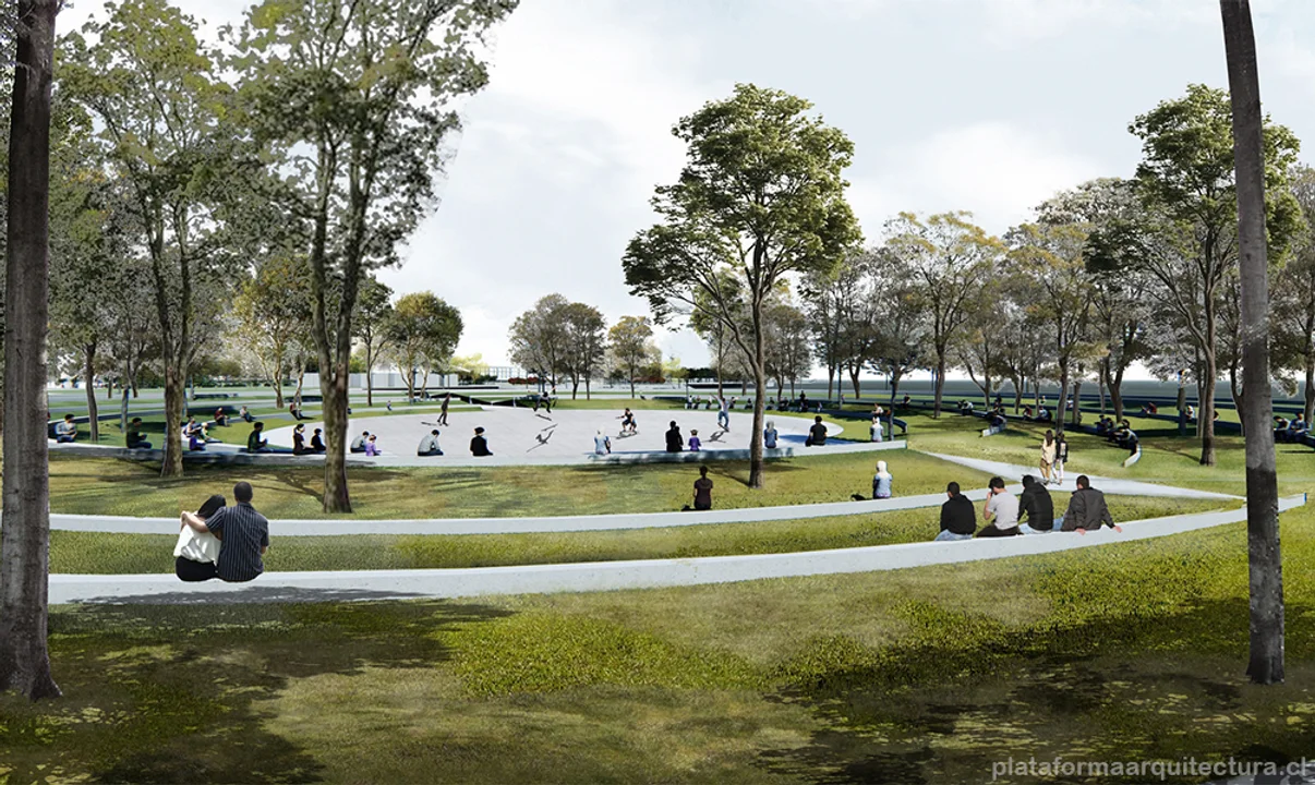 Un render sobre cómo serían los espacios de recreación en Distrito Joven.