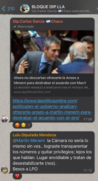 Los escandalosos chats de WhatsApp de diputados libertarios