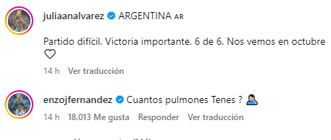 Nos representa: El comentario de Enzo Fernández a Julián Álvarez