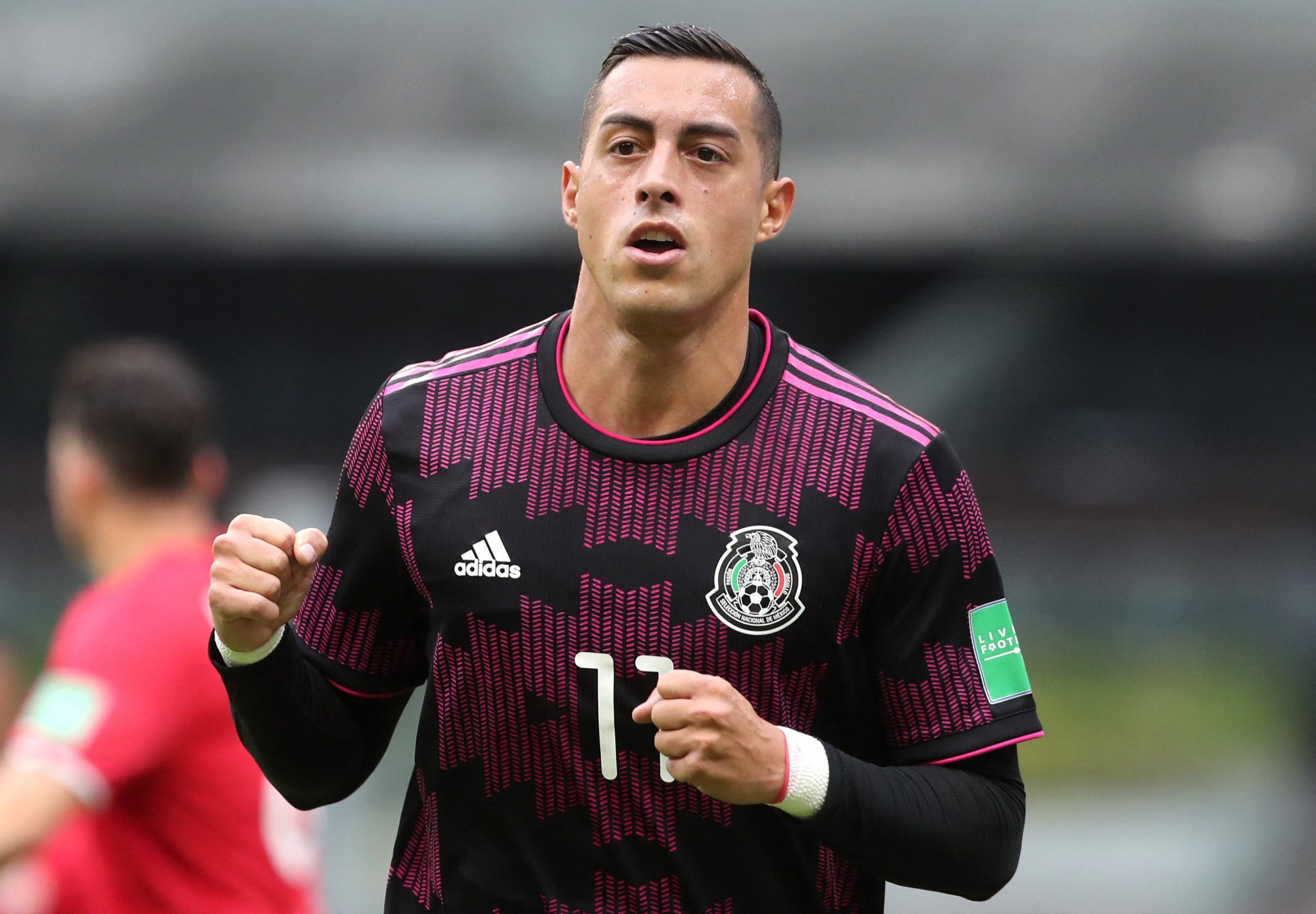 Soccer Football - World Cup - CONCACAF Qualifiers - Mexico v Costa Rica - Estadio Azteca, Mexico City, Mexico - January 30, 2022 Mexico's Rogelio Funes Mori celebrates scoring a goal that was later disallowed REUTERS/Henry Romero