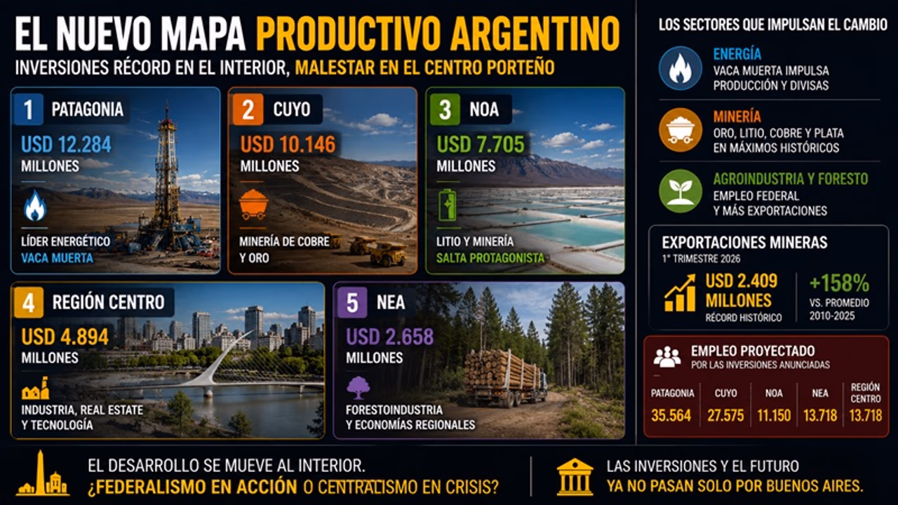 El nuevo mapa productivo argentino: inversiones récord en el interior y el por qué del malestar porteño