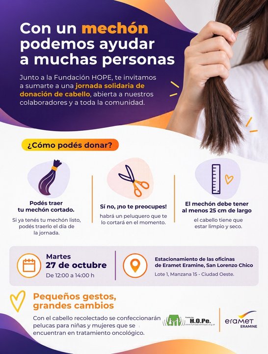 Eramet Eramine invita a una jornada solidaria de donación de cabello en Salta - Informate Salta